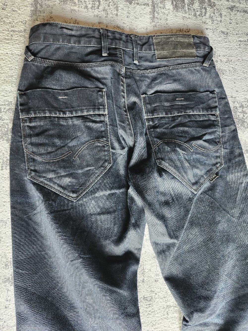 CORE Jack & Jones Deadstock Workwear Dark Wash Denim Button Fly Blue Jeans